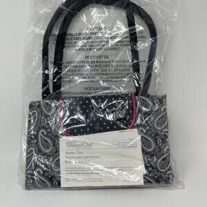 Pampered Chef Market Tote Bag - Pink Black & White Paisley Collapsible PC15